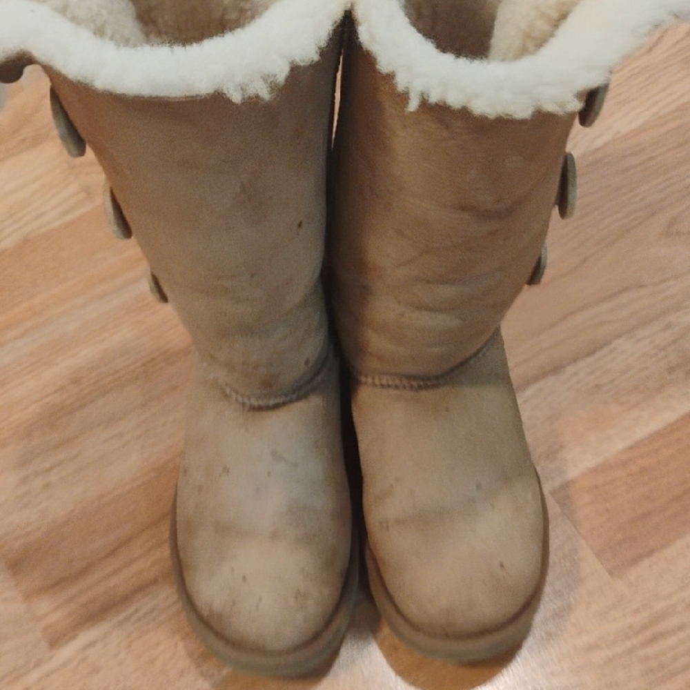UGG Brown Shearling Button Boots - Picture 12 of 16